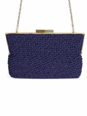 Vintage Jacobson's‎ Navy Blue Macrame Bag Chain Shoulder Bag Kiss Lock Closure